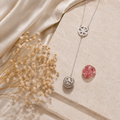 World Blooms Silver Finish Ball Necklace with Cherry Quartz