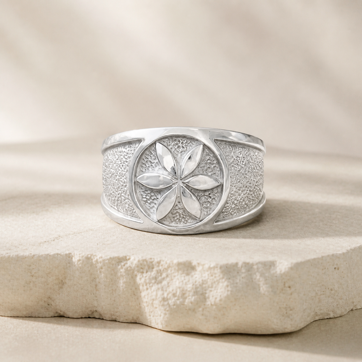 Flower of Life – Pure Silver Ring